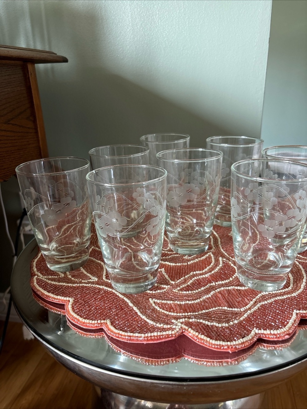Libbey Clear Etched Floral Tumblers - Set of 8